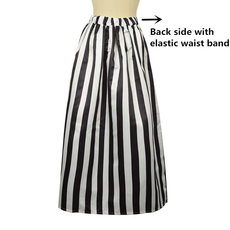 Мусульманская женская непрозрачная модная сатиновая длинная юбка 100 см, винтажная Ретро Полосатая юбка с высокой талией, плиссированная юбка макси SK090