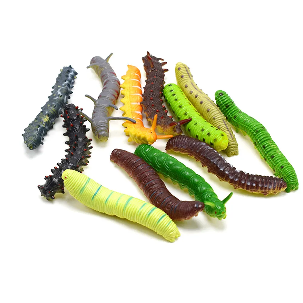 12PCS Pretend Play Toy Simulation Caterpillar Model Educational Simulation Anti-stress Toy Tricking Game drop shipping 30S629