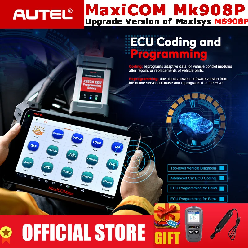

Autel MaxiCOM MK908P OBD2 Automotive Diagnostic Tool Scanner Analysis System OBDII ECU Advanced Coding Programmer PK MS908 Pro