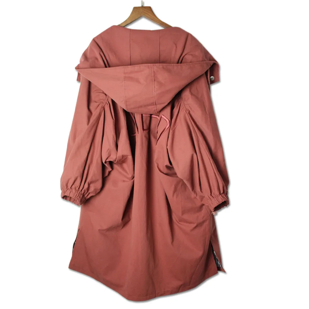 2018 New Spring Autumn Women Loose Long Trench Coat Plus Size  solid Overcoats Street Casual BF Windbreaker Female Bat sleeved