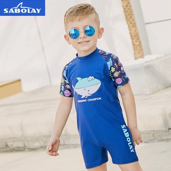 

SABOLAY Children's Jumpsuits Summer Swimwear Diving Sunscreen UPF50+ Protect Boy Wetsuit Quick dry Beach Surfing Kids SwimSuit