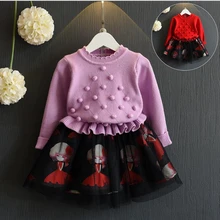 NEAT 2017 baby girl long sleeves dress girl knitting stitching lace princess Peng Peng with children’s clothing Y61051