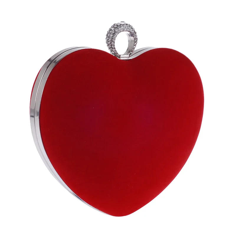 

Korean heart-shaped craft bags inlaid with diamond fashion dinner bags velvet hand bags