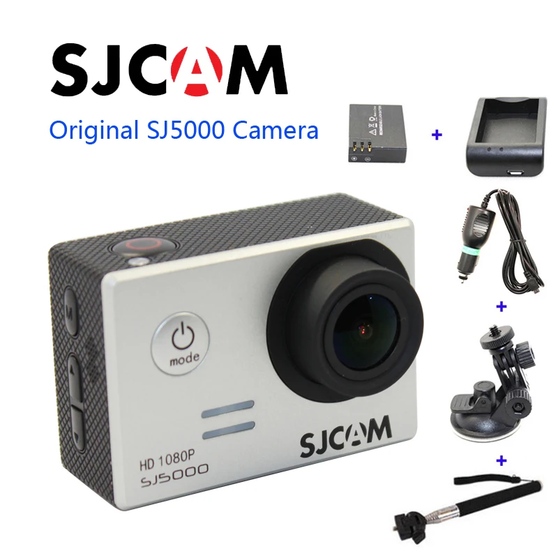 Free shipping!Original SJCAM SJ5000 Sport Action Camerar+Car Charger+Holder+Monopod+Extra 1pcs battery+Battery Charge for camera