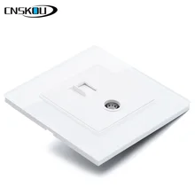 Cnskou Горячая золото роскошный дизайн Nodon ТВ и LAN компьютерная розетка, зеркало стекло телевидение и компьютер Интернет розетка