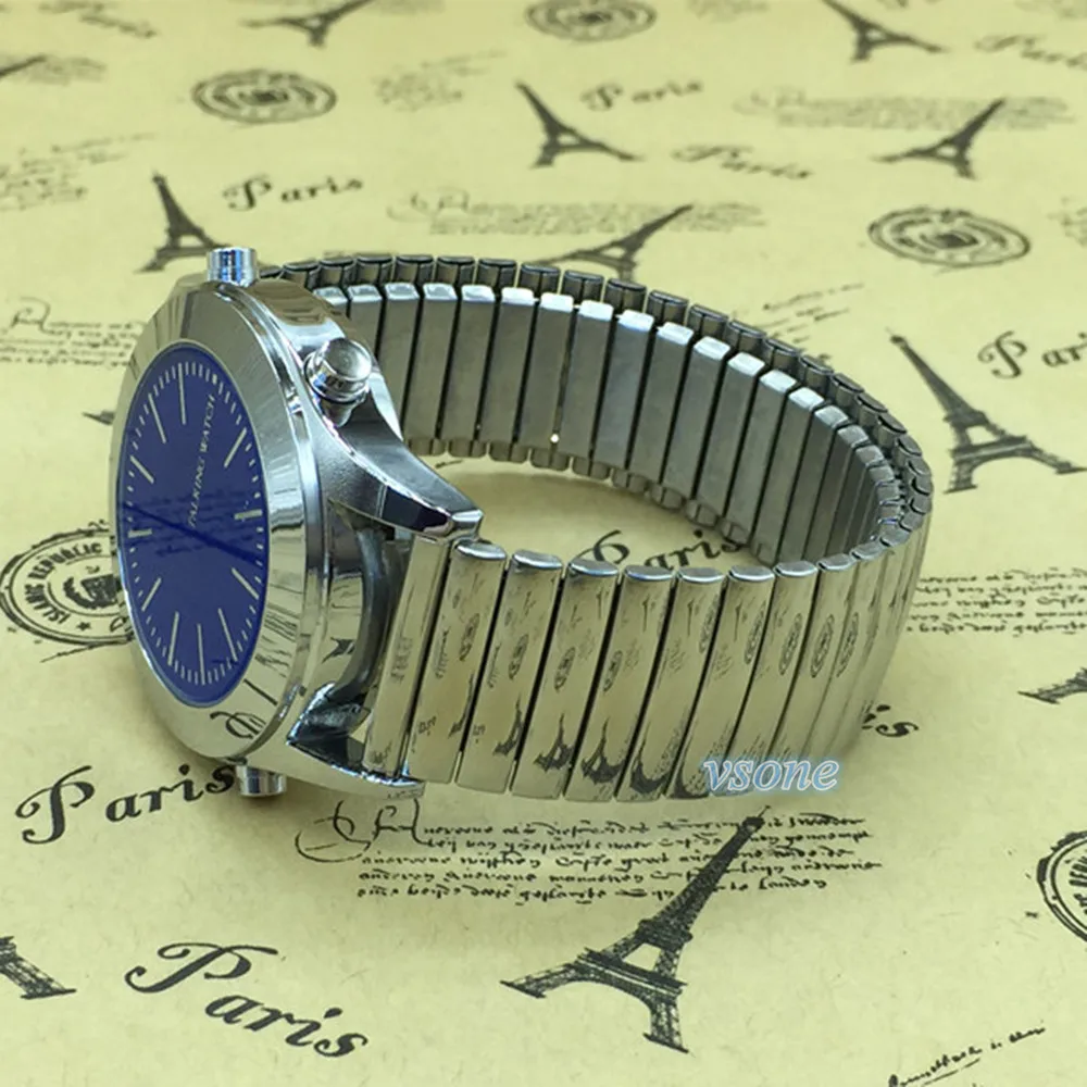Английский разговор часы унисекс кварцевые часы с синим циферблатом и серебро Нержавеющая сталь браслет