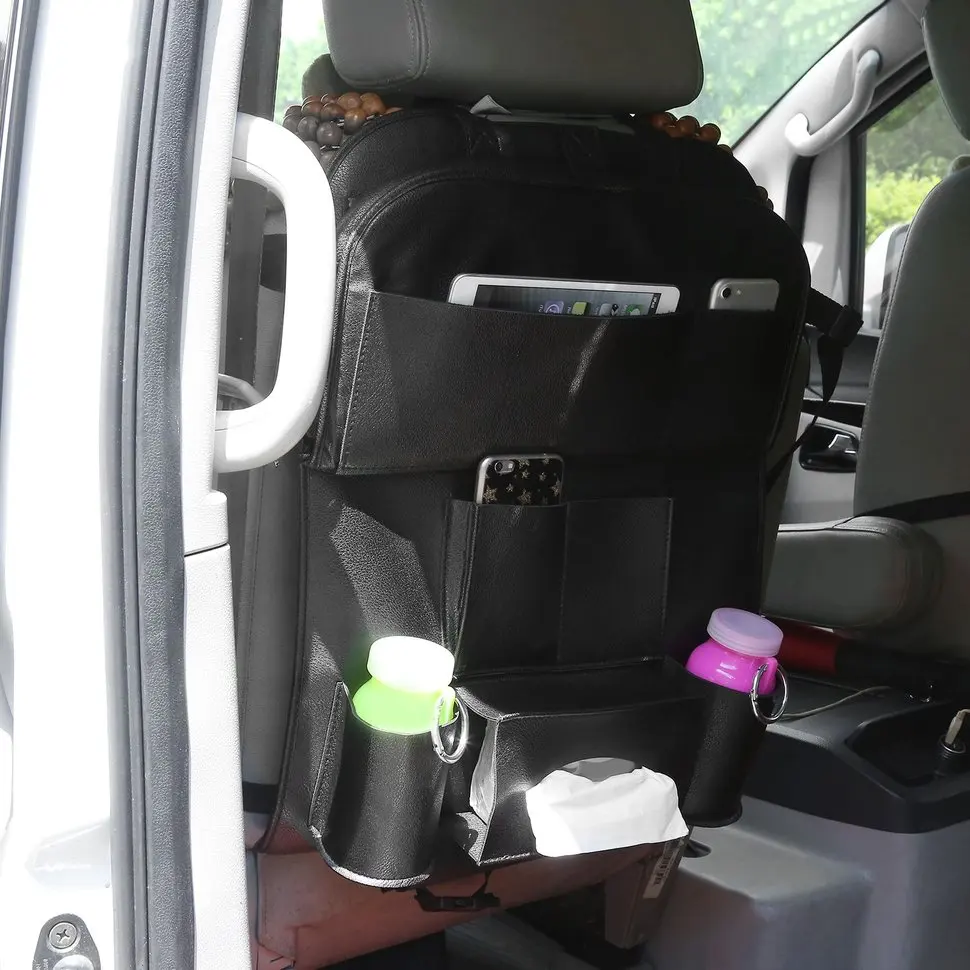 

10pcs Auto Back Seat Storage Bag Folding Car Seat Organizer Leather Bottle Holder