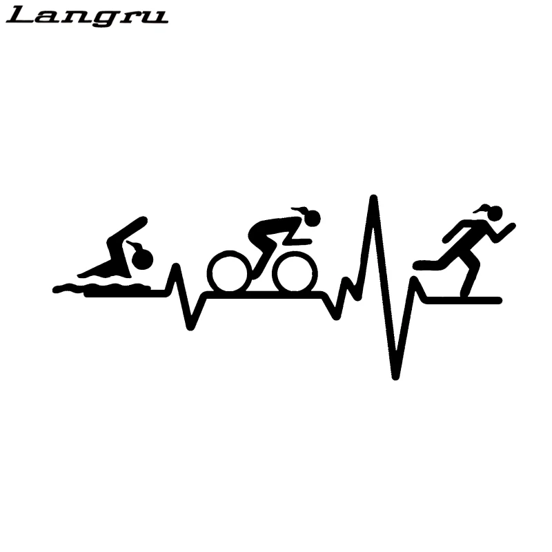 Langru Heart Beat Line Triathlon Swim Girl Runner велосипедный виниловый Декор Автомобильные наклейки