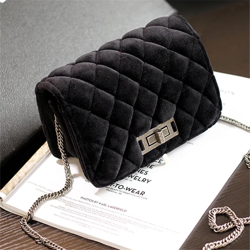 

new European and American fashion velvet small incense Ling chain handbag suede shoulder Messenger mini small square bag