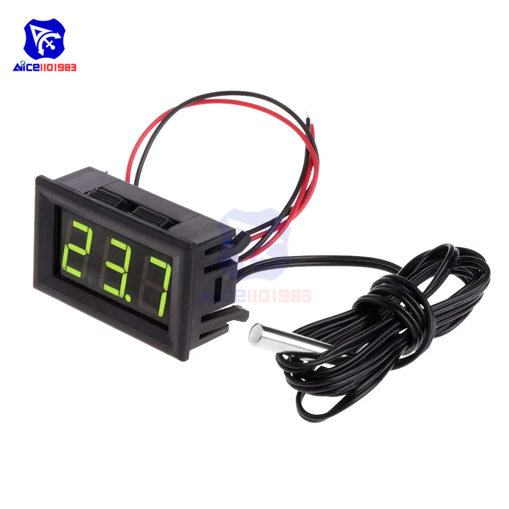 Зеленый 0,5" DC 5-12V термометр-50-110 ℃ измеритель температуры детектор с датчиком температуры зонд светодиодный цифровой панель тестера датчик для автомобиля - Цвет: Зеленый