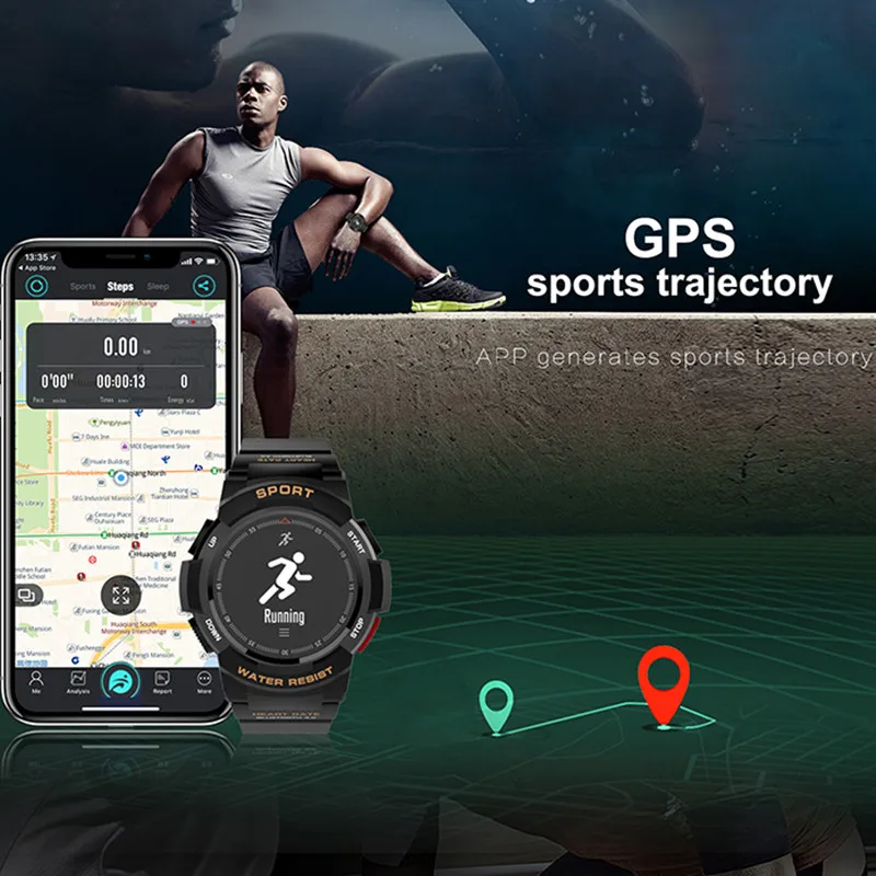 F6 Смарт часы IP68 Водонепроницаемый Bluetooth с GPS треком движения мониторинг
