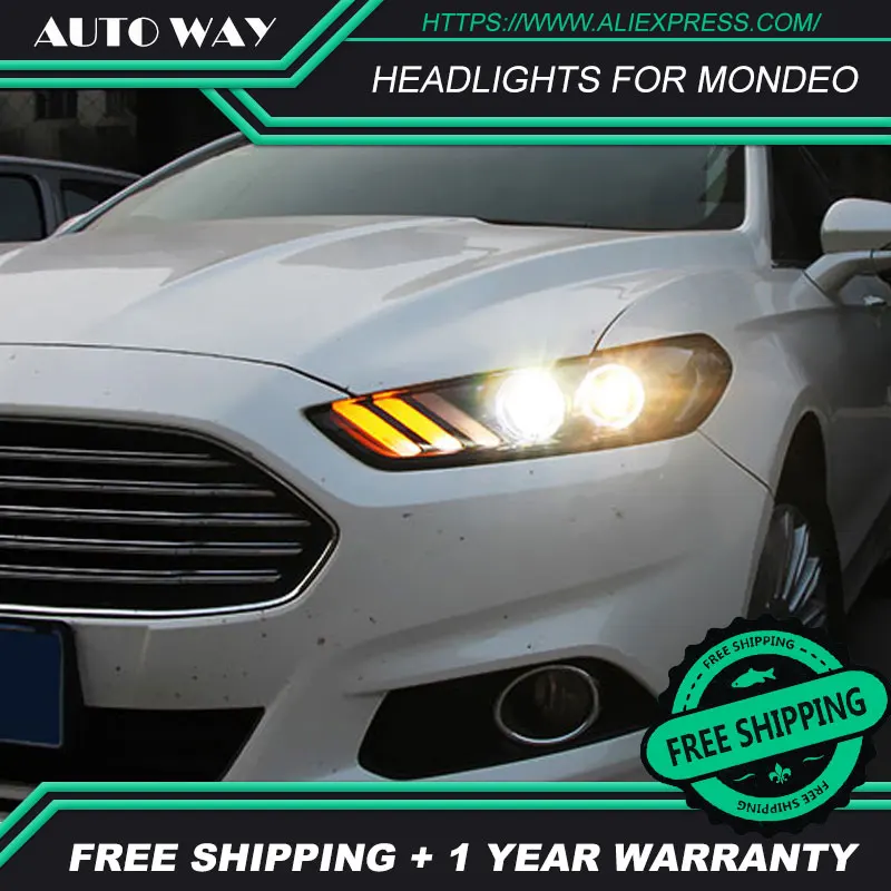 

Car Styling Head Lamp case for Ford mondeo Headlights 2013 2014 2015 LED Headlight DRL Lens Double Beam Bi-Xenon HID