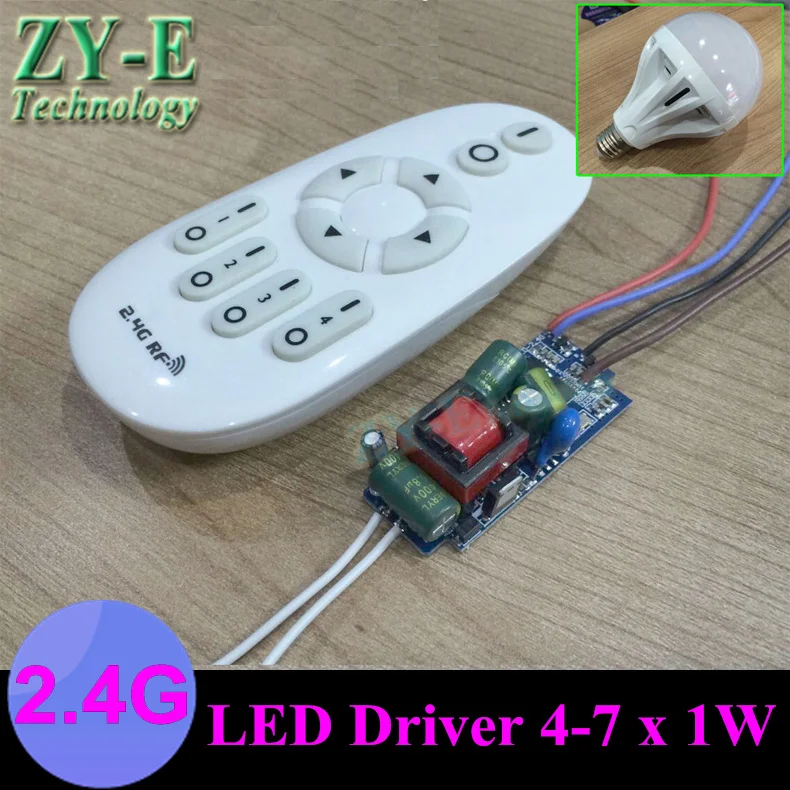 2 Set 4 7x1 W LED inside driver+remote controller 7W bulb Lighting Remote 2.4G 10key control
