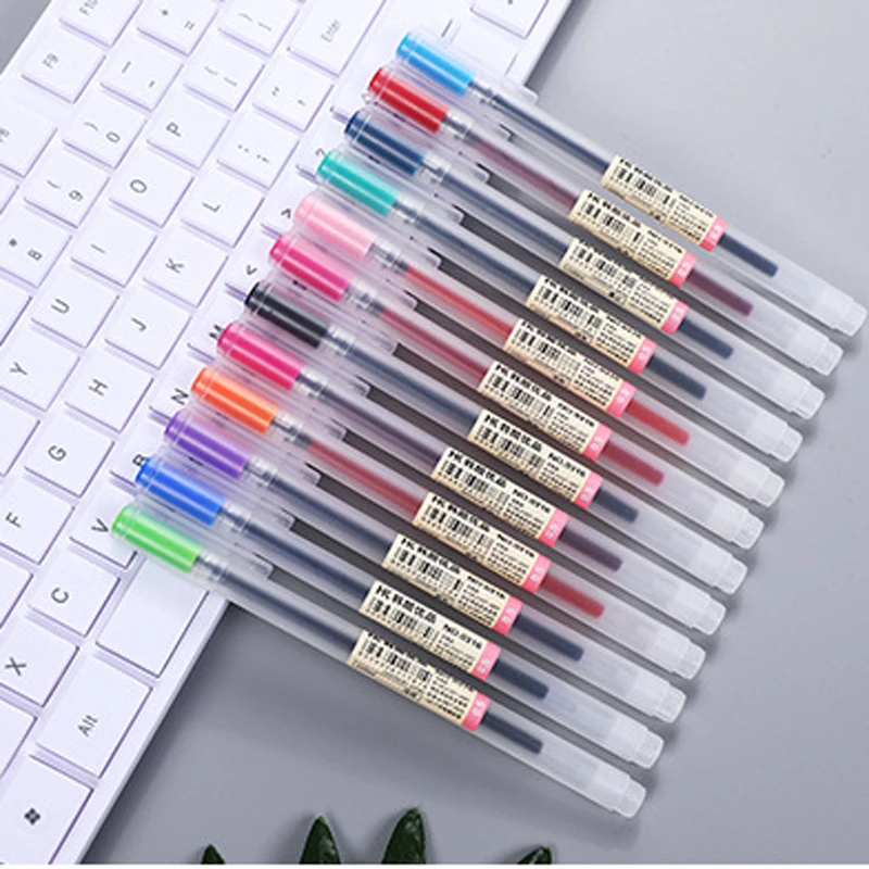 

12 pcs/lot 0.5mm Colorful Ink Gel Pen Creative Simple Style Marker Pen for Writing School Office Supplies Stationery