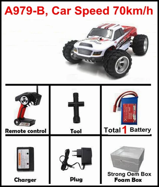 Модернизированный WLtoys A979-B 4WD 1:18 RC высокая скорость монстр грузовик 70 км/ч с передатчиком с большим количеством батареи против a959-b a959 a979 - Цвет: 70kmh A979-B 1 batry