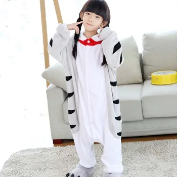 

Cat Doraemon Flannel Pajama Overalls Jumpsuit Kids Children Chinese Cat Cosplay Costume Kigurumi Blanket Sleepers Hips Zipper
