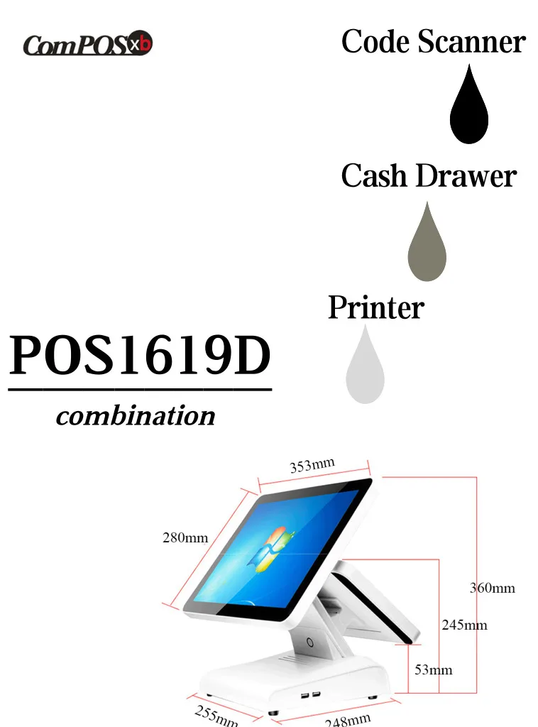 Compoxxb двойной экран pos система кассовый аппарат Точка продаж pos машина