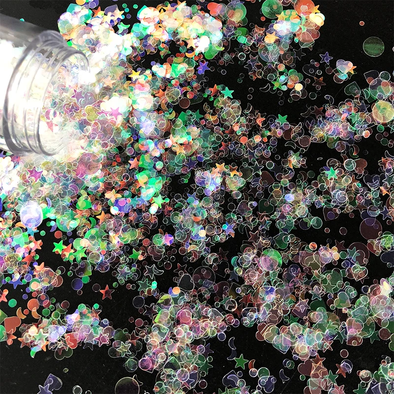 

1box Nail Art Glitter Mix Star/Heart/Unicorn Holographic Acrylic Glitter Mixes Flake Nail Sequins Colorful Polish Gel Glitter