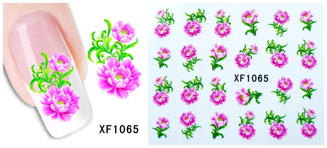 Цветочный дизайн переводные наклейки для ногтей переводные наклейки для девушек и женщин инструменты для маникюра обертывания для ногтей наклейки XF1063