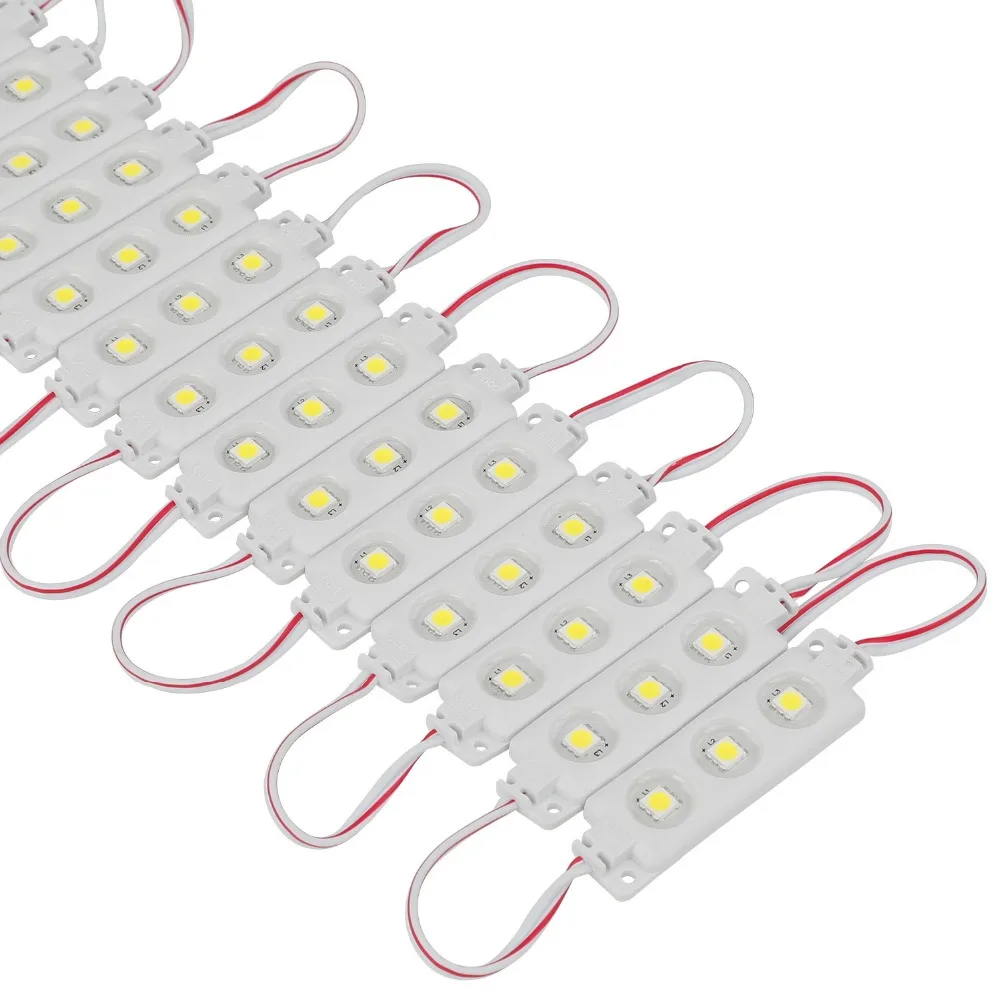 

20 PCS LED Module 5050 White 3 Leds 0.72W DC12V Injection LED Module for Sign Waterproof Back Light for Letter Advertising