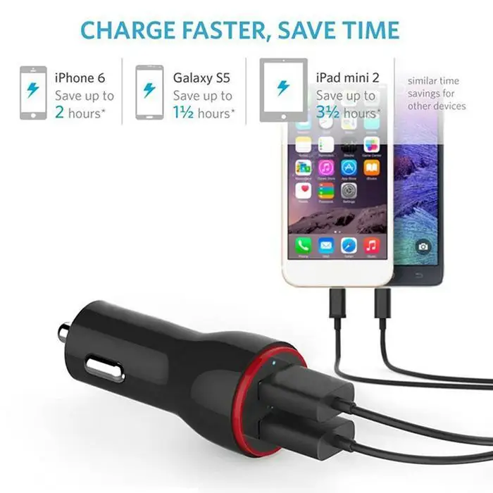1 зарядки USB выше 2 розетки Зарядное устройство DC5V автомобиль 2.4A скорость порта Mini x Зарядное устройство практичные товары на двойной