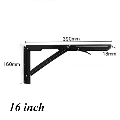 FUMAO 2 шт складной черный/белый 8/10/12/14/16/18/20 дюймов металлическое Крепление настенное Треугольники Полка для кухни кронштейн - Цвет: 16 inch