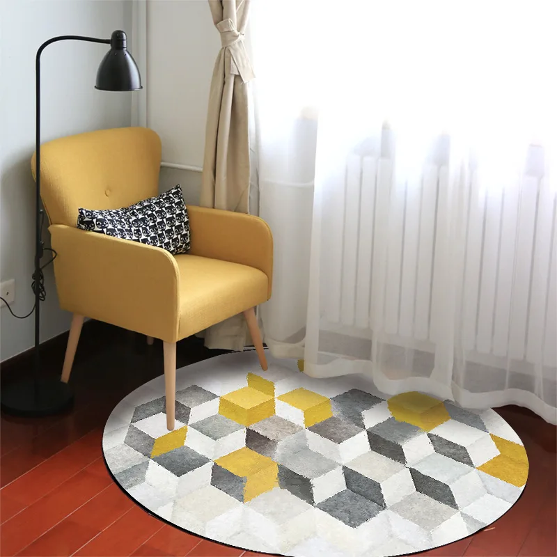 

New Simple Nordic Home Geometric Pattern Rug Kids Bedroom Carpet Sofa Table Small Carpet For Living Room Anti-skid Runde Teppich