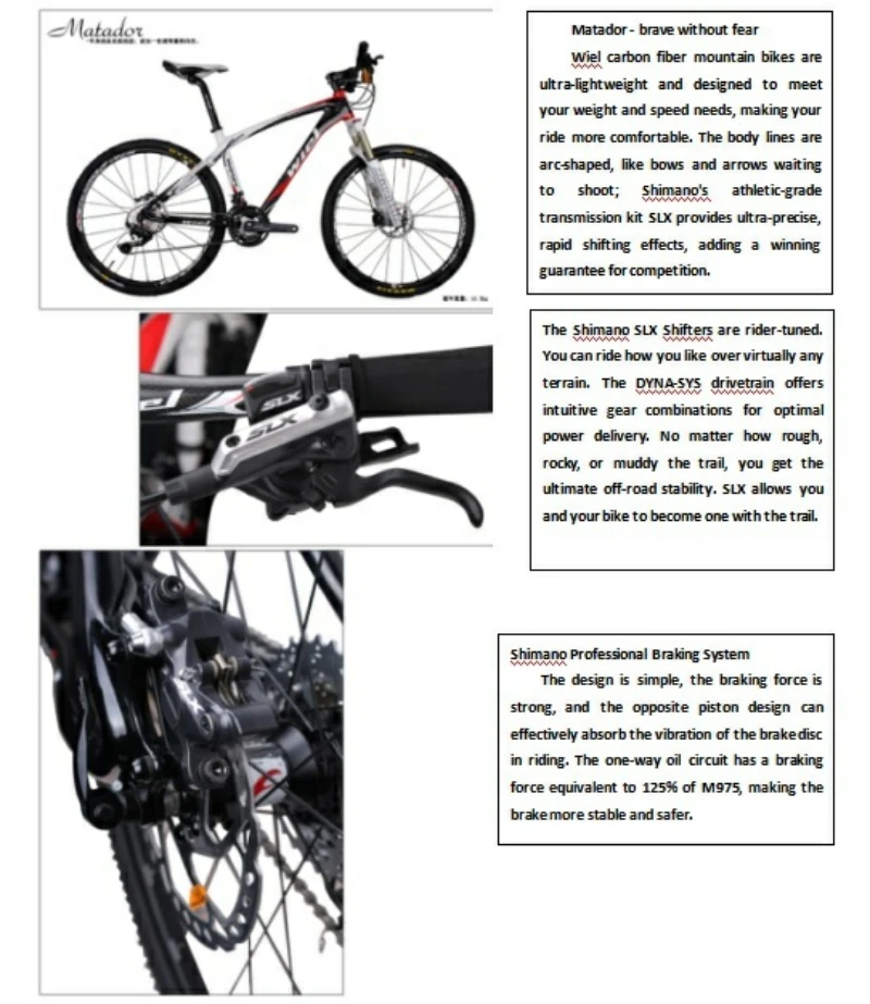 Excellent WIEL Matador 33 Speed Carbon Fiber MTB Mountain Bike 26" Ultralight  Bicycle Cycle M7000 Derailleur System MANITOU FORK 10.3kg 5