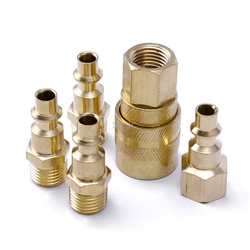 5Pcs Brass Quick Coupler Set Solid Air Hose Connector Fittings 1/4" NPT