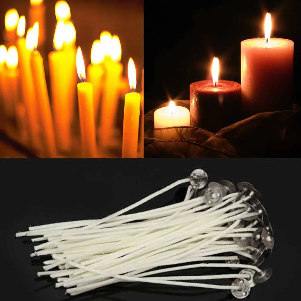 

200pcs White Pre Waxed Candle Wicks for Candle Making With Sustainers DIY Hand Made Festival Decoration Candles Wholesale