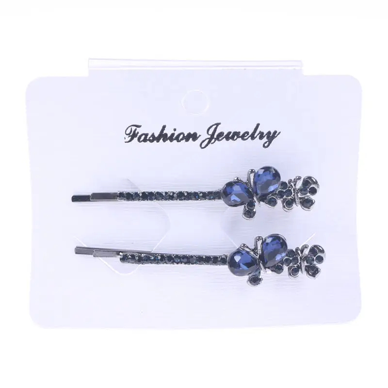 

2 PCs/Set Crystal Square Butterfly Rhinestone Hair Barrette Clip Hairpin Stick Women Girls Styling Tools Hair Accessories