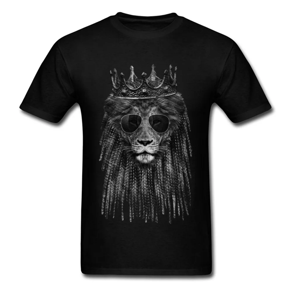 LION is KING Top T-shirts for Men Unique Summer Fall Tops Tees Short Sleeve Coupons Casual Tee Shirt O-Neck 100% Cotton LION is KING black