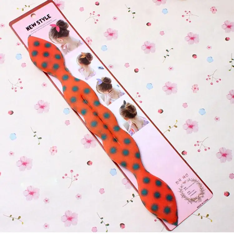 البولكا دوت بكرة بكرة دونات كعكة صانع تويست أداة شعر حبل الشعر الشعر عصا الإسفنج تصفيف الشعر 29.5 سنتيمتر