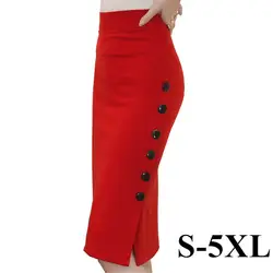 2016 летний Новый Повседневный модный элегантный пикантный облегающий тонкий бандаж стрейч кнопка OL Женская юбка карандаш плюс размер jupe