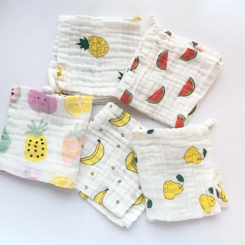 5 шт./лот Детский носовой платок квадратное полотенце с фруктовым узором 28x28 см