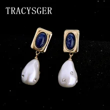 AB-ed01197c/TRACYSGER/сплав покрытие геометрический жемчуг кулон серьги западный стиль женский стильный наушник