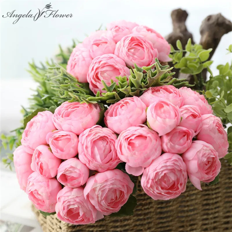 

10heads/bouquet artificial bridal bouquet rose DIY hand flower home hotel garden hotel decor wedding flowers fake flores Lulian