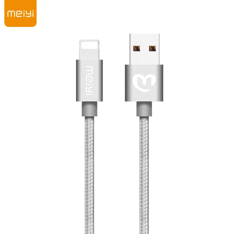 

meiyi M23 1M Metal Plug Nylon Braided USB Cable for iPhone 8 7 6 6s Plus 5s for iPad mini Fit for IOS 10 9 8 Pin Cable