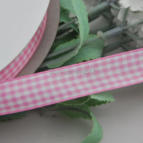 Upick 5 8 15mm Pink One Roll font b Tartan b font Plaid Ribbon Bows Appliques