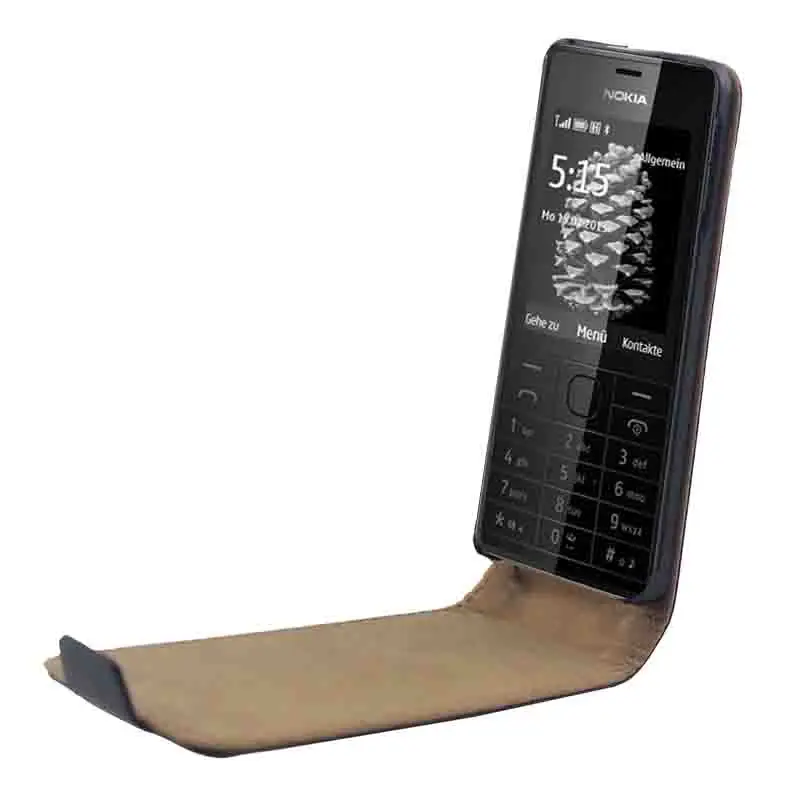 Роскошный Вертикальный кожаный флип чехол для Nokia 515 с двумя sim картами ультра