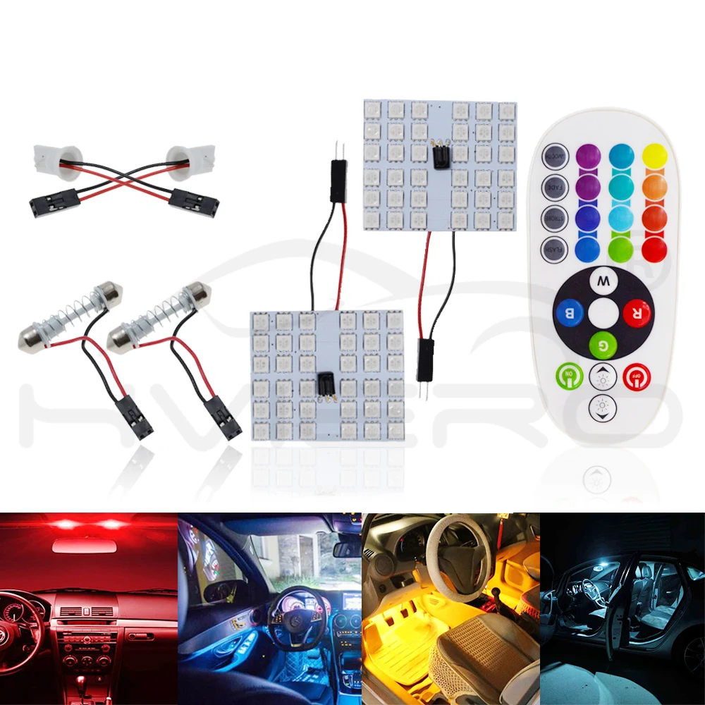 T10 RGB 5050 36SMD авто светодиодный пульт дистанционного управления Rgb Светодиодная панель для автомобиля интерьер Авто светильник s чтение купол фестон BA9S адаптер DC 12v светильник