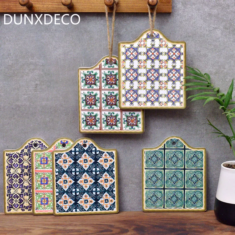  DUNXDECO Table Placemat Coasters Moroccan Floret brick Heat Insulation Pad Kitchen Pot Holder Mesa 