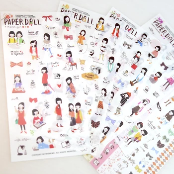 

(6 sheets/lot) Cute Girl Korea Decorative Sticker Diary Scrapbooking Notebook Kawaii Stationary School Supplies