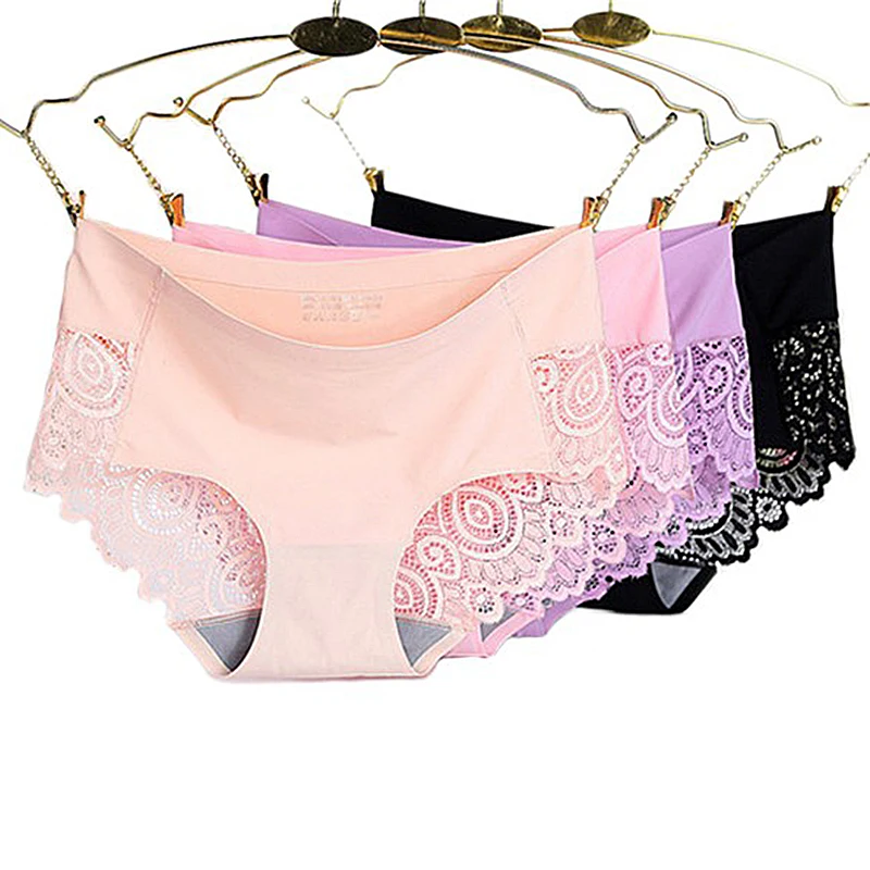 

Hot Ice Silk Sexy Women Thongs G String Seamless Lace Panties Ladies Underwear Short Pants Low-Rise Lingerie Panty Intimates