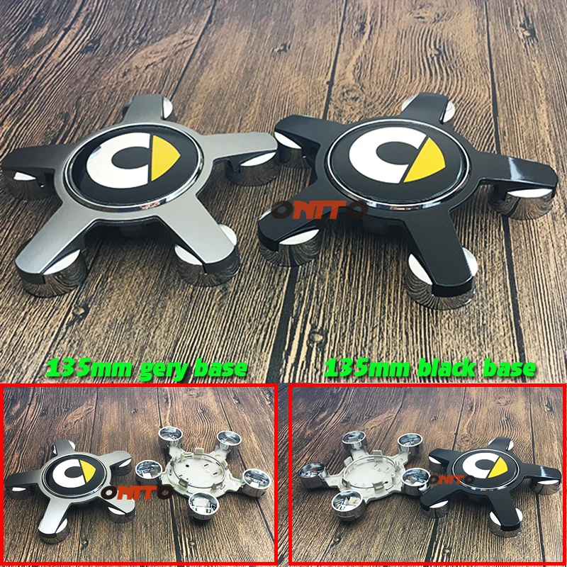 4x 135mm Car Wheel Center Cap 5claw Gray/black Base smart wheel emblem