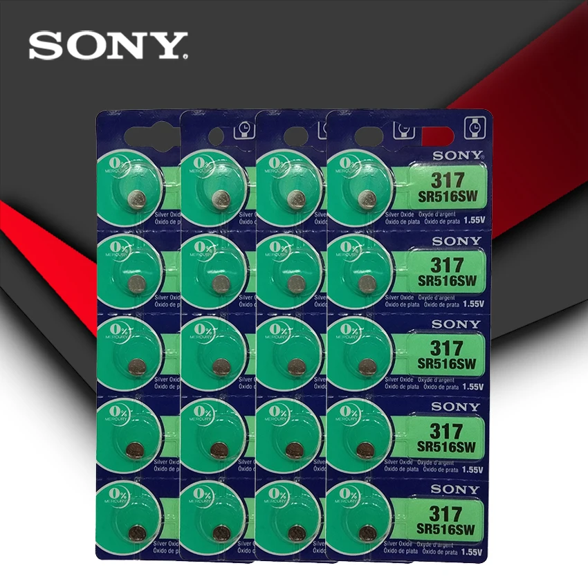 

20pc Sony 100% Original 317 SR516SW SR516 1.55V Silver Oxide Button Cell Coin Battery High Capacity Calculator Car Remote