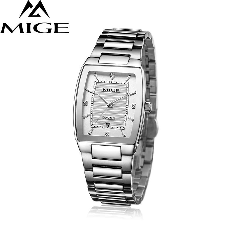 

Mige 2017 Top Brand Square Business Stainless Steel Band White Watchface Japan Movement Lover Watch Waterresistant Mans Watch