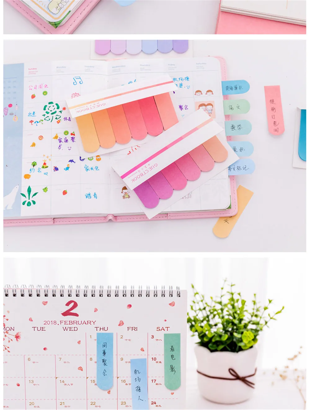 Creative six color gradient post-it notes Office learning Stationery Message Memo Notes N Times Stickers Color Notes Book