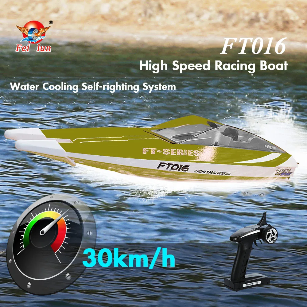 

Original RC Boat FT016 2.4G 30km/h High Speed RC Racing Boat Water Cooling Flipped Self-righting Function Toys for Children