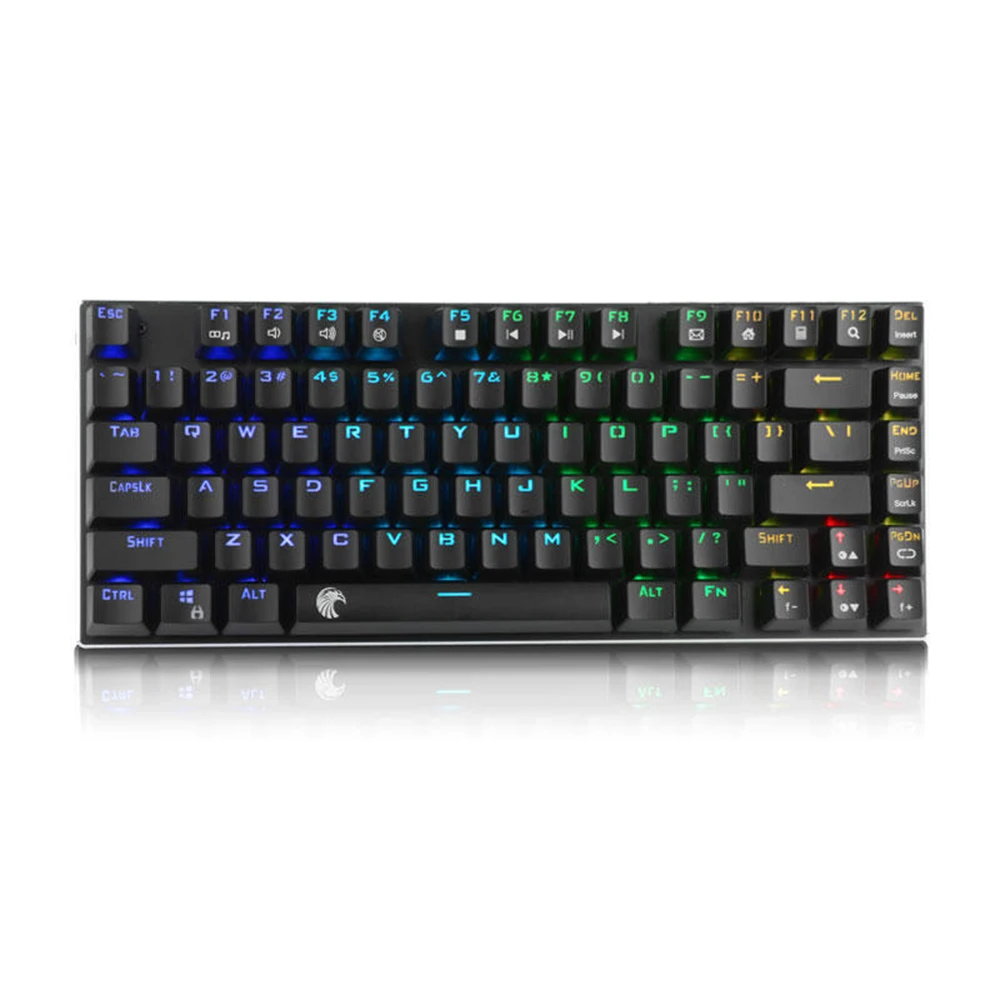 

Mechanical wired keyboard 81 Key USB Titanium Plate RGB Backlight Mechanical Game PC Keyboard Outemu Blue Switch - Black